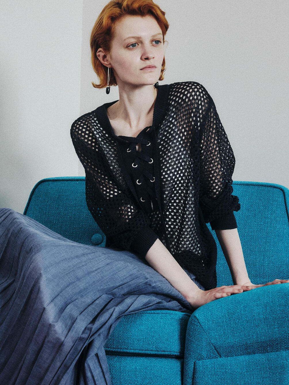 ADAWAS | メッシュ レースアップトップス WOMEN