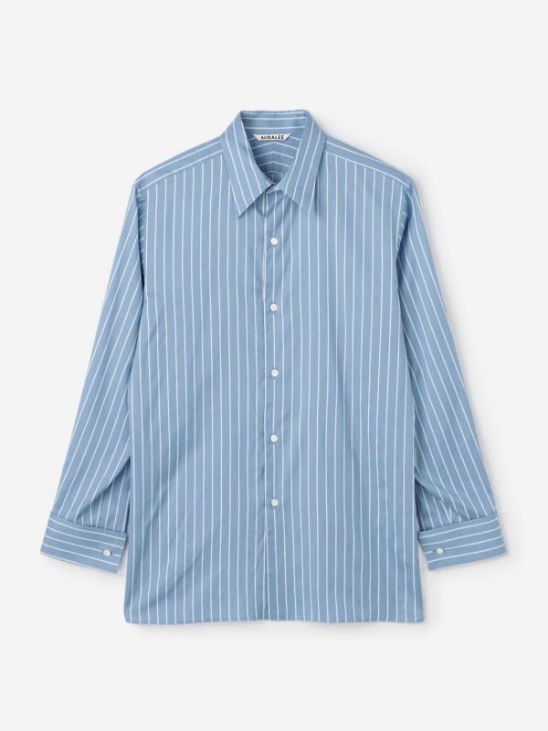 AURALEE | COTTON SILK STRIPE DOUBLE-CUFF SHIRT WOMEN