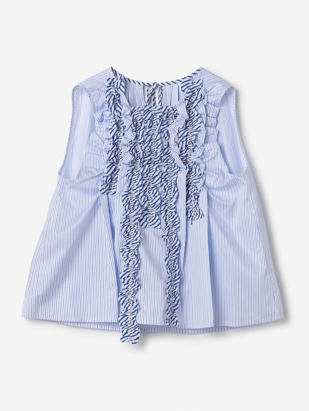 RhodolirioN | コットン スリーブレス フリルシャツ STRIPE WOMEN