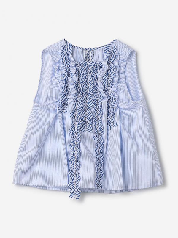RhodolirioN | コットン スリーブレス フリルシャツ STRIPE WOMEN