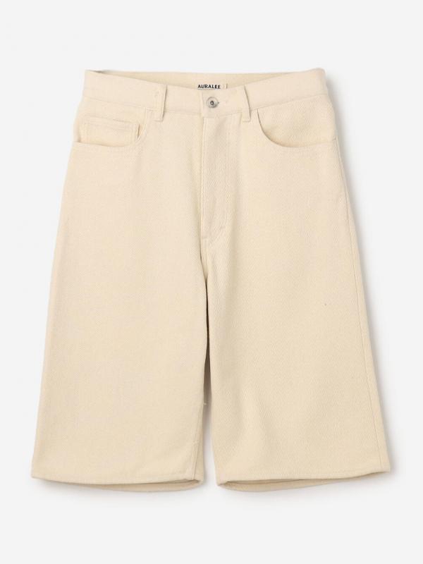 AURALEE | SILK NEP DENIM 5P WIDE SHORTS WOMEN