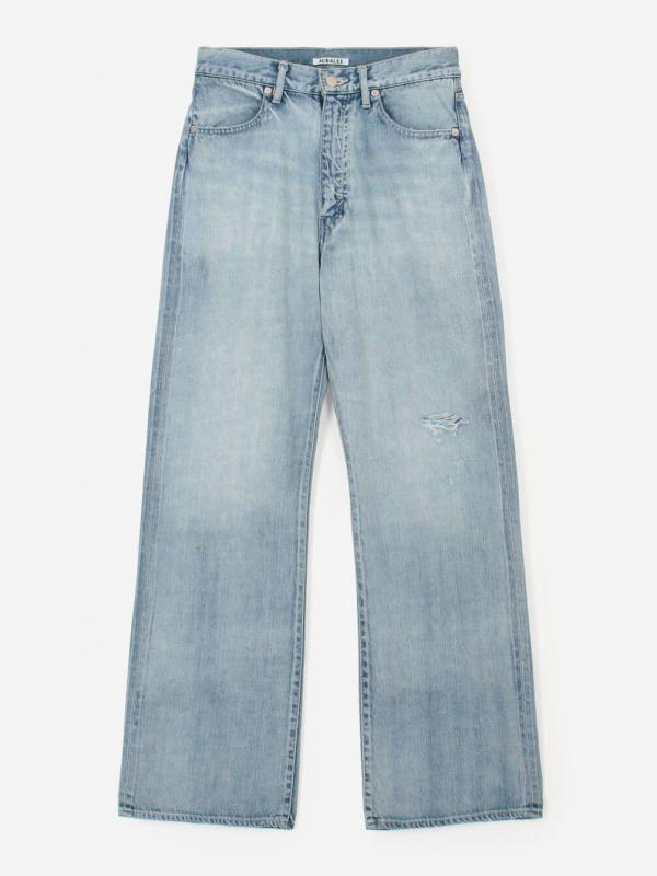 AURALEE | FADED SELVEDGE LIGHT DENIM PANTS WOMEN