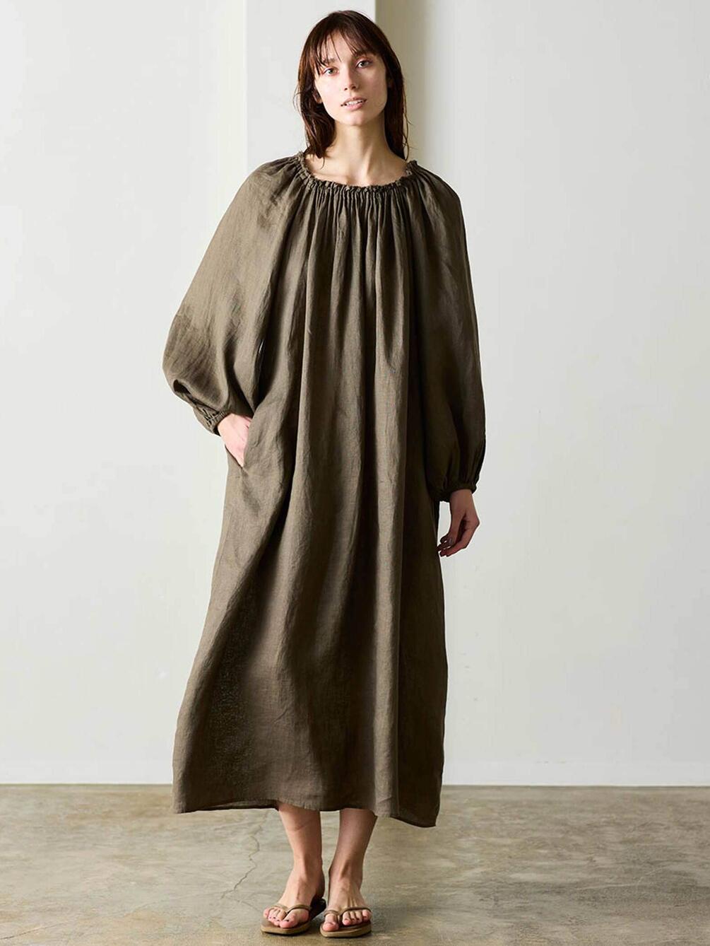 WALANCE | リネン バルーンスリーブドレス WOMEN