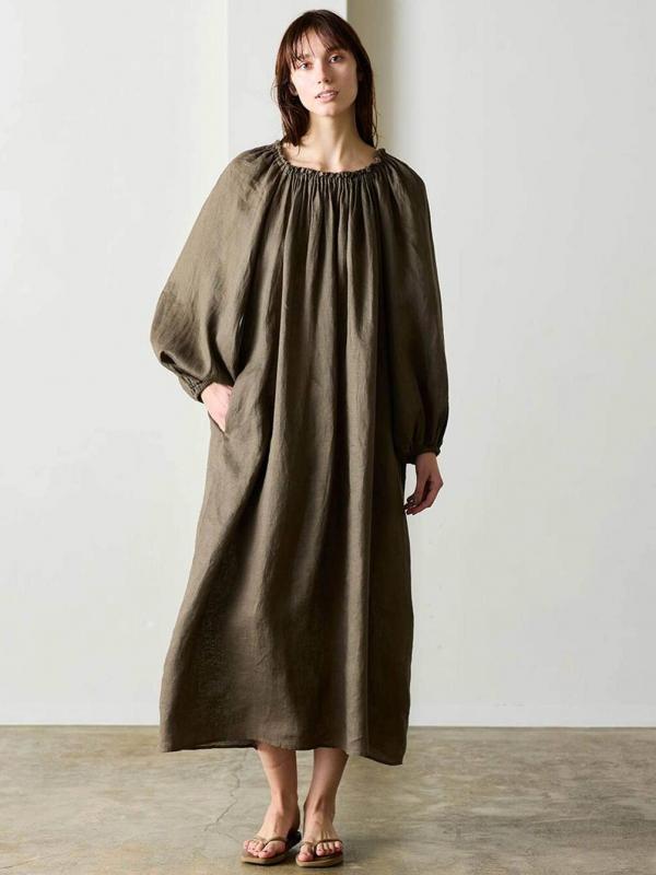 WALANCE | リネン バルーンスリーブドレス WOMEN