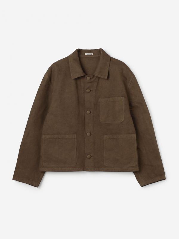 AURALEE | GARMENT-DYED ORGANIC COTTON HEAVY TWILL SHORT WORK JACKET MEN
