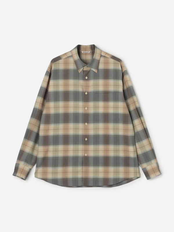 AURALEE | SUPER LIGHT WOOL CHECK SHIRT MEN
