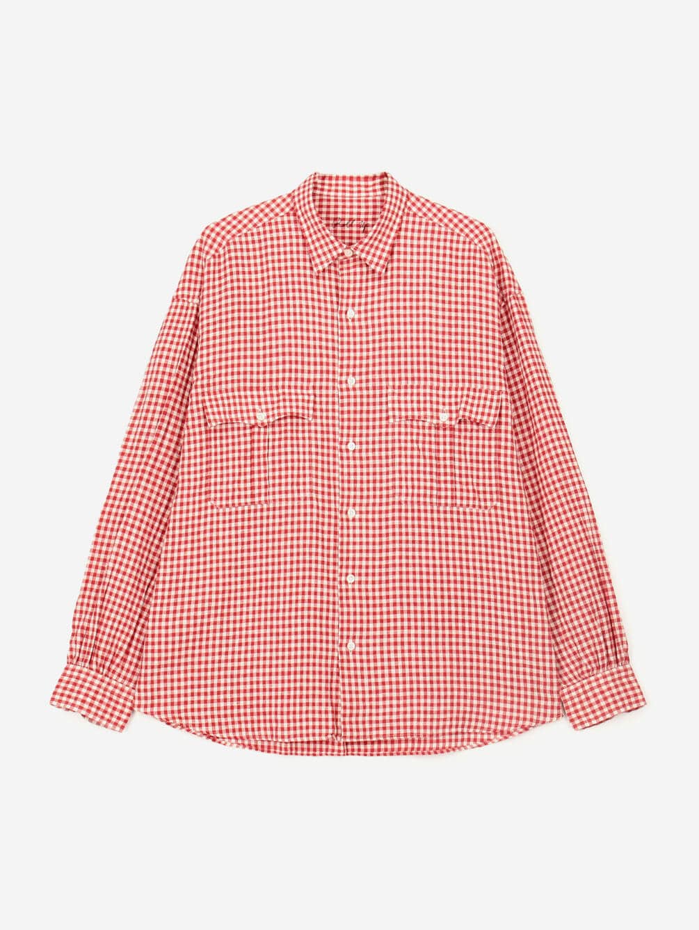 PORTER CLASSIC | ROLL UP LINEN GINGHAM CHECK SHIRT MEN