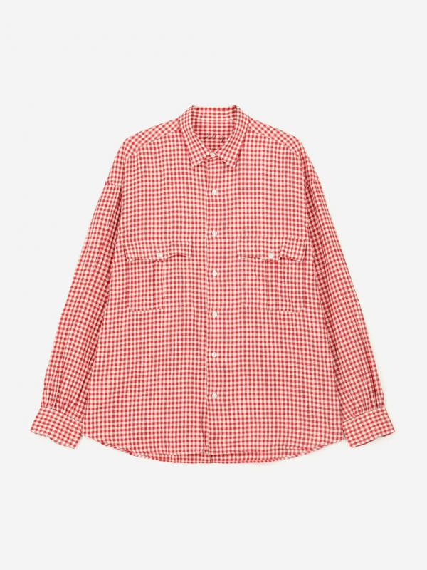 PORTER CLASSIC | ROLL UP LINEN GINGHAM CHECK SHIRT MEN