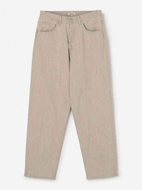 AURALEE | FADED HARD TWIST BROWN DENIM WIDE PANTS MEN
