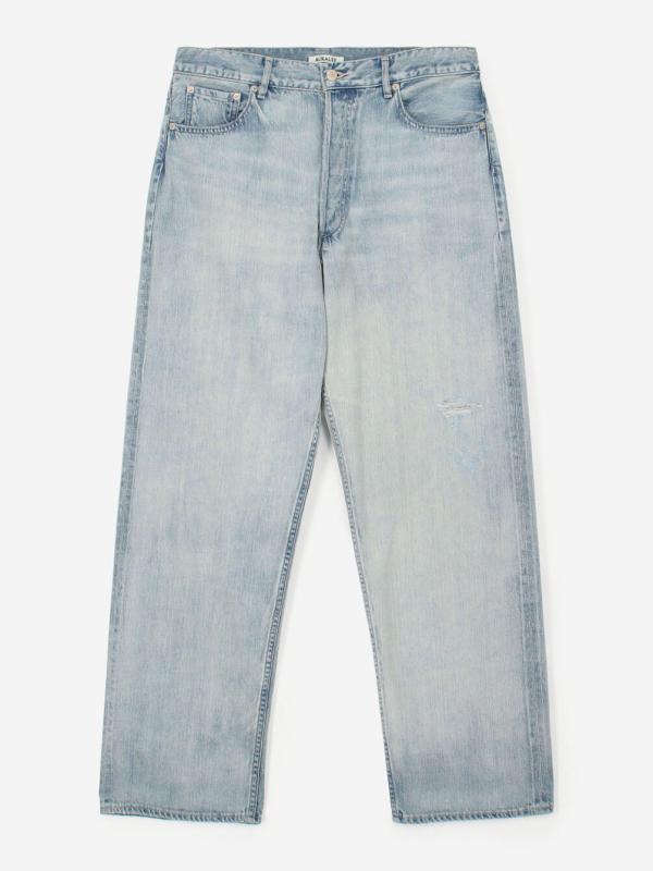 AURALEE | FADED SELVEDGE LIGHT DENIM WIDE PANTS MEN