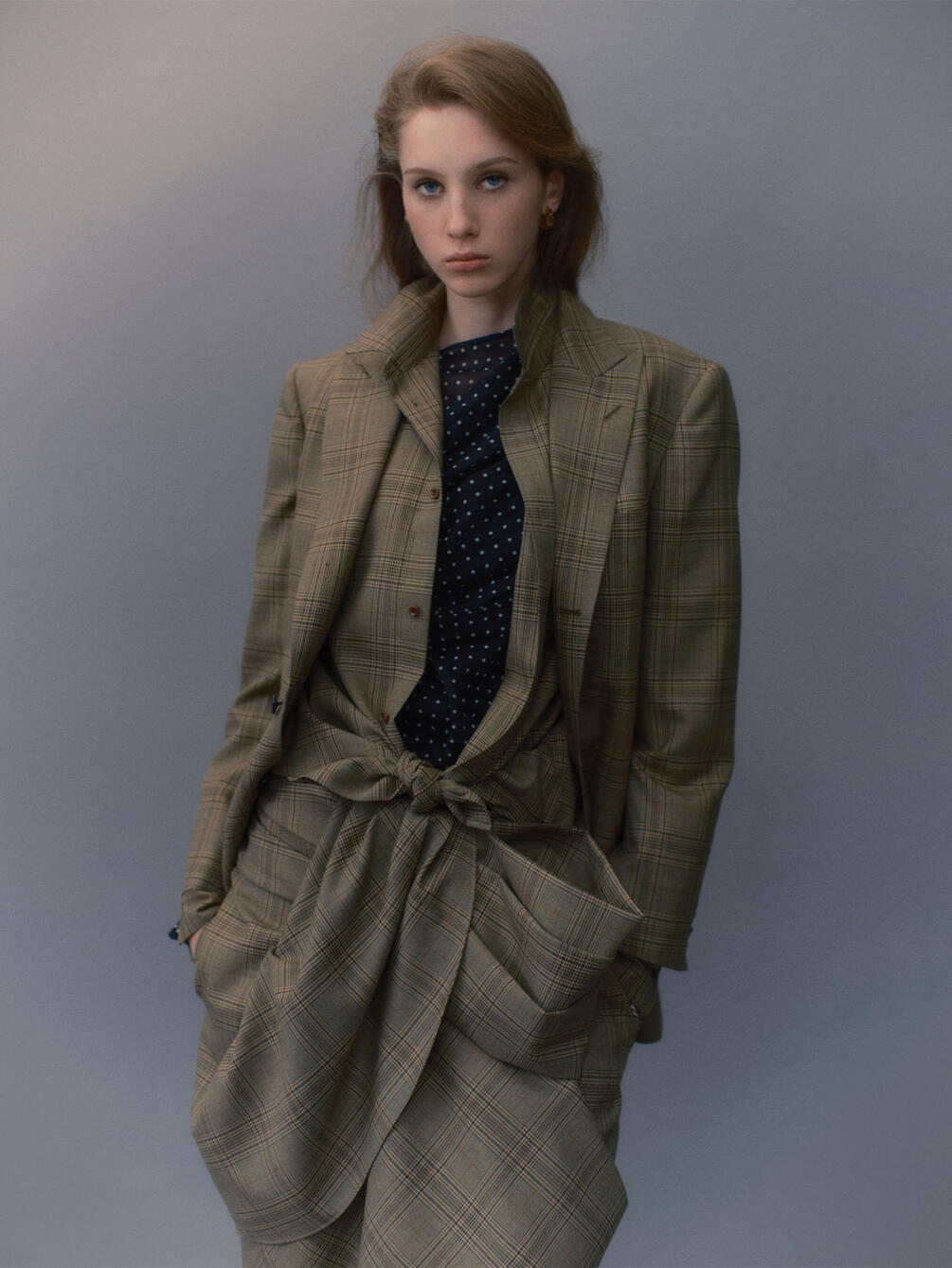 BOWTE | SUPER130'S GLENCHECK PEAKED LAPEL TAILORD JACKET WOMEN