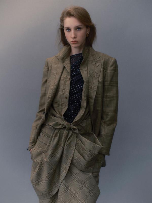 BOWTE | SUPER130'S GLENCHECK PEAKED LAPEL TAILORD JACKET WOMEN