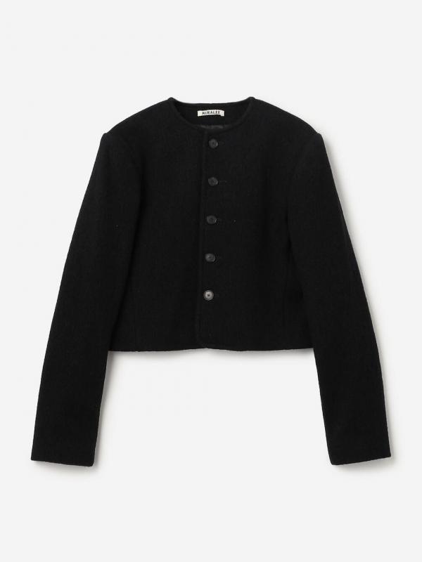 AURALEE | HEAVILY FULLED WOOL COTTON COLLARLESS JACKET WOMEN