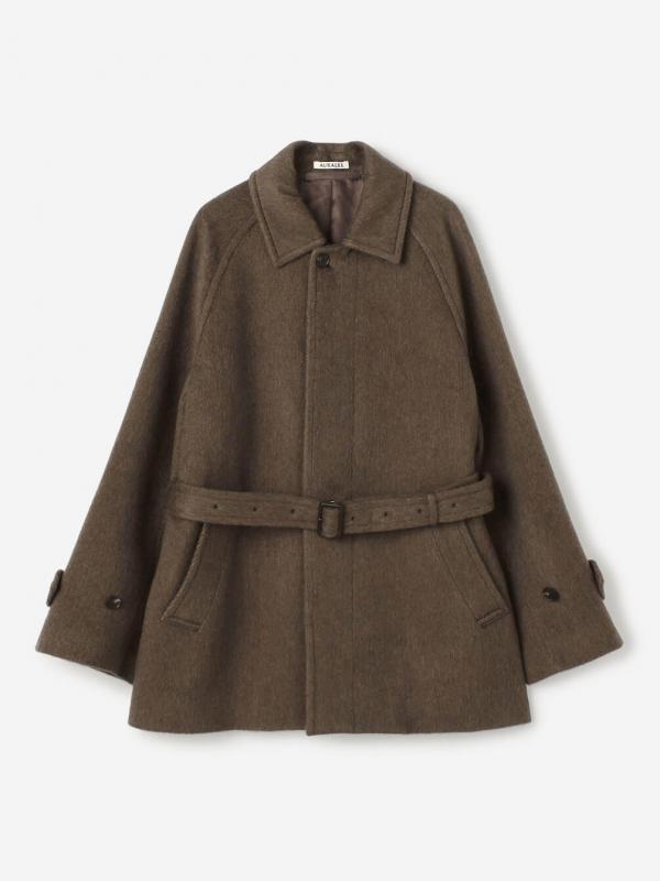 AURALEE | HAIRY WOOL MOHAIR CHAMBRAY SOUTIEN COLLAR COAT