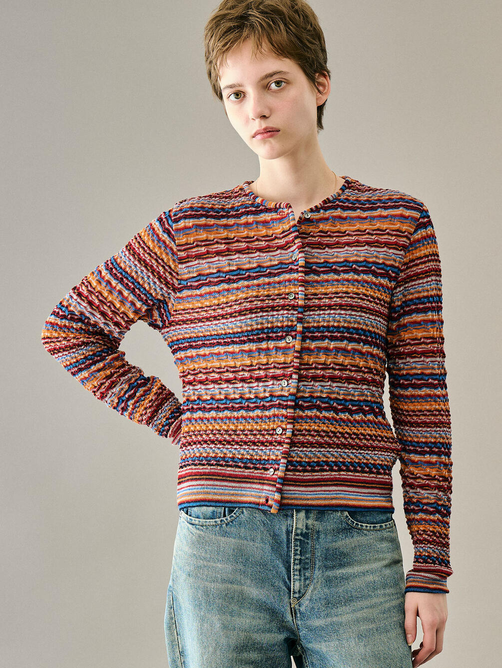 COOHEM | クルーネック 長袖カーディガン WOMEN