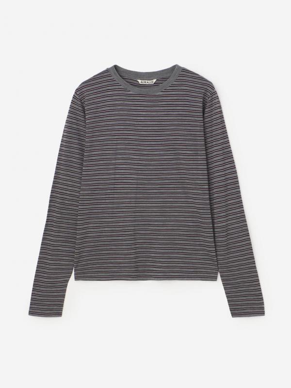 AURALEE | SOFT SMOOTH WOOL STRIPE JERSEY L/S TEE WOMEN