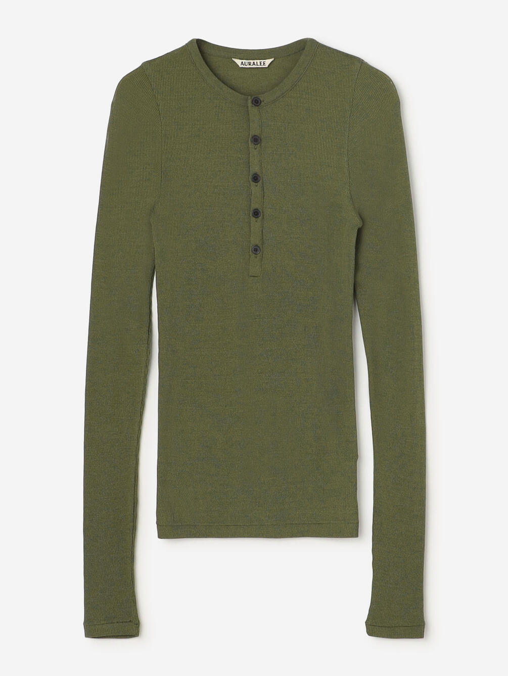 AURALEE | WOOL SILK SOFT RIB HENLEY WOMEN
