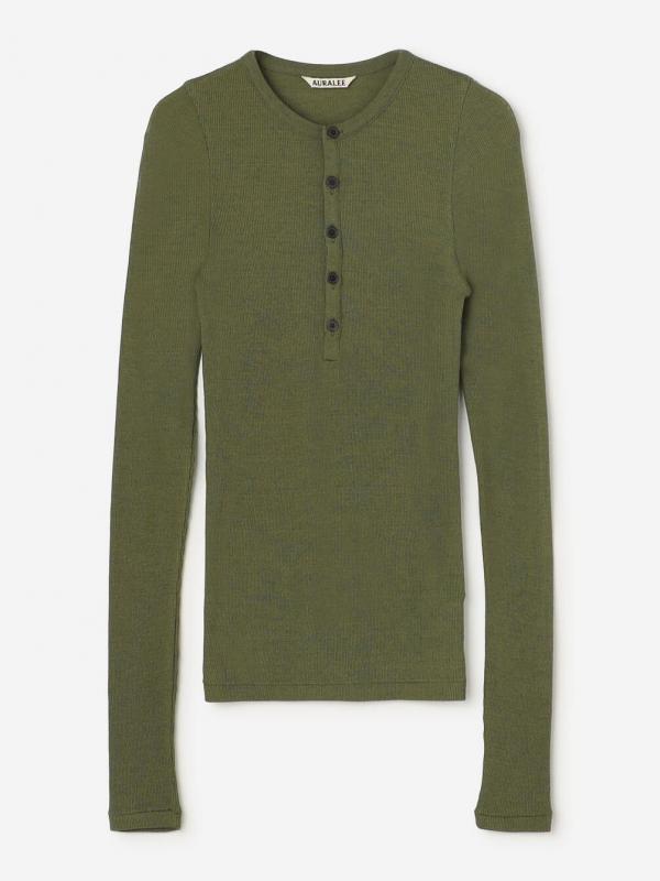 AURALEE | WOOL SILK SOFT RIB HENLEY WOMEN