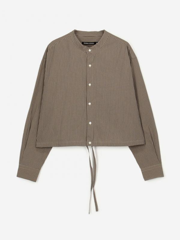 nicholson & nicholson | バンドカラー ショート ブラウス CHECK WOMEN