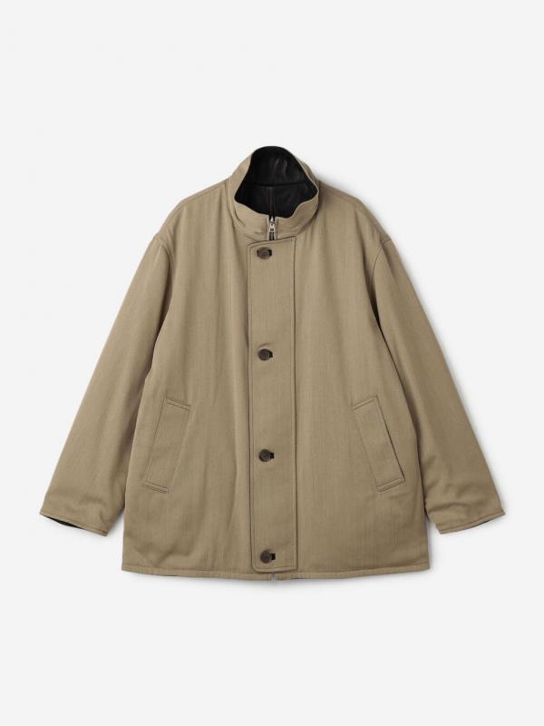 AURALEE | REVERSIBLE WOOL TWISTED TWILL / SHEEP LEATHER HALF COAT MEN