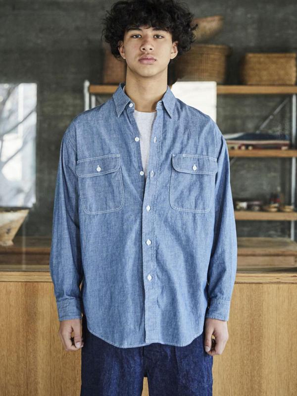 orSlow | シャンブレー フラップポケットワークシャツ MEN