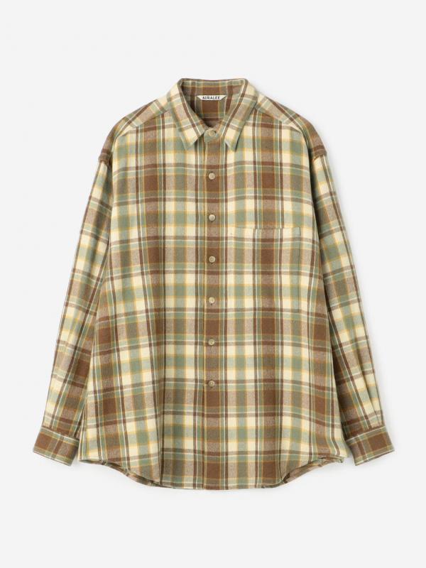 AURALEE | CASHMERE SILK CHECKED FLANNEL BIG SHIRT MEN