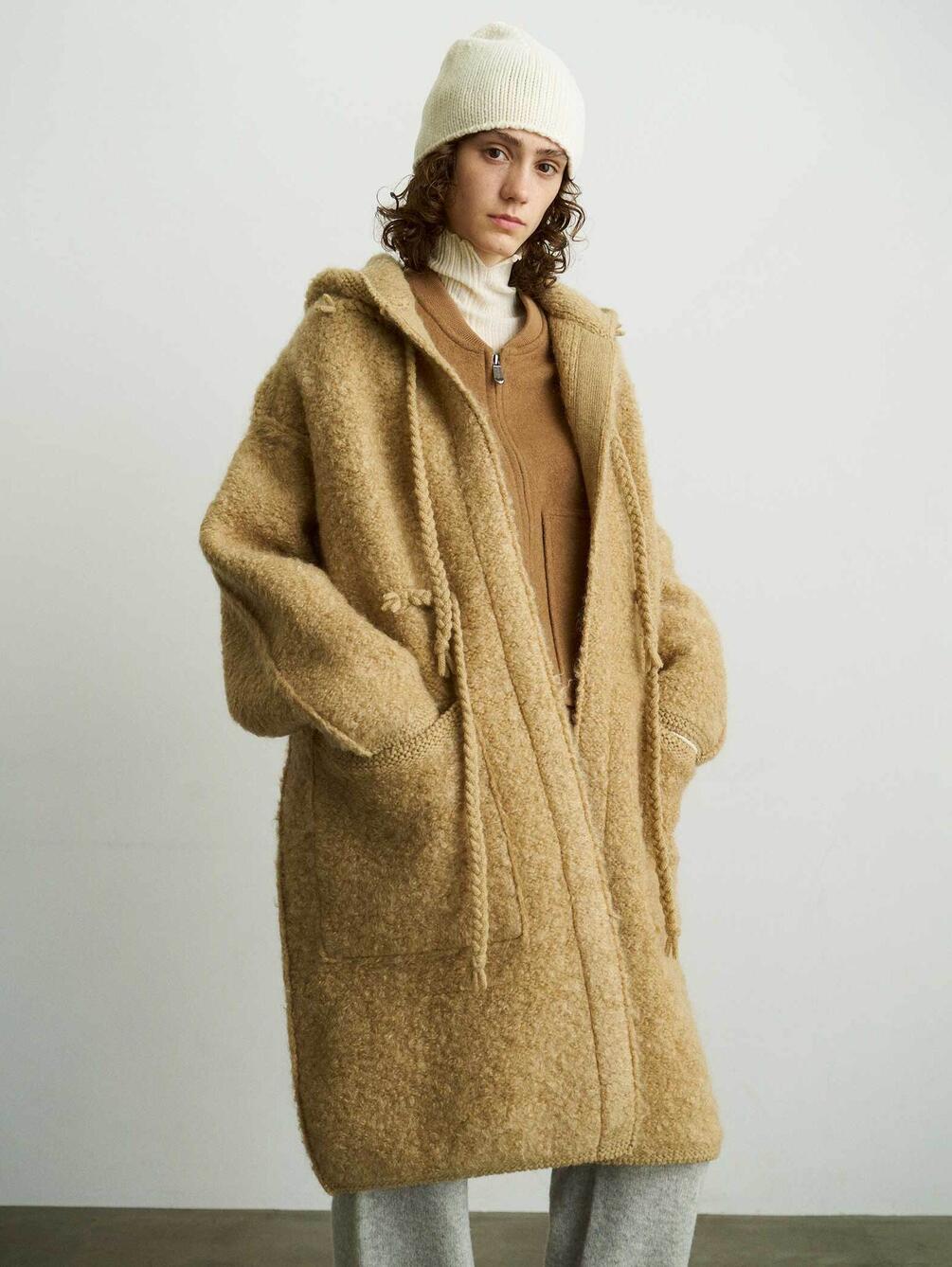 UNFIL | モヘア&シェットランドウール ニットコート WOMEN