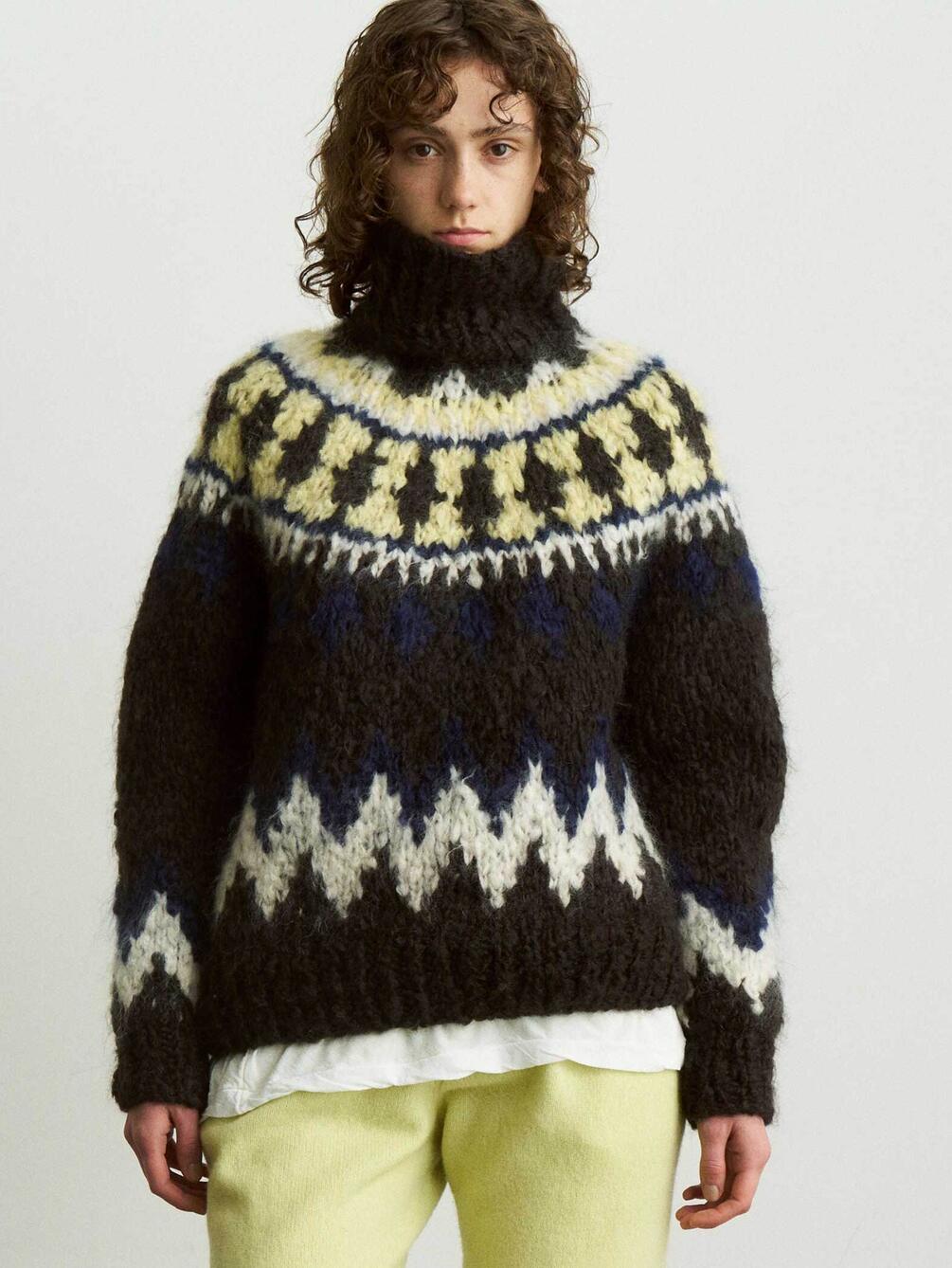 UNFIL | モヘアブレンド ハンドニットハイネックプルオーバー WOMEN