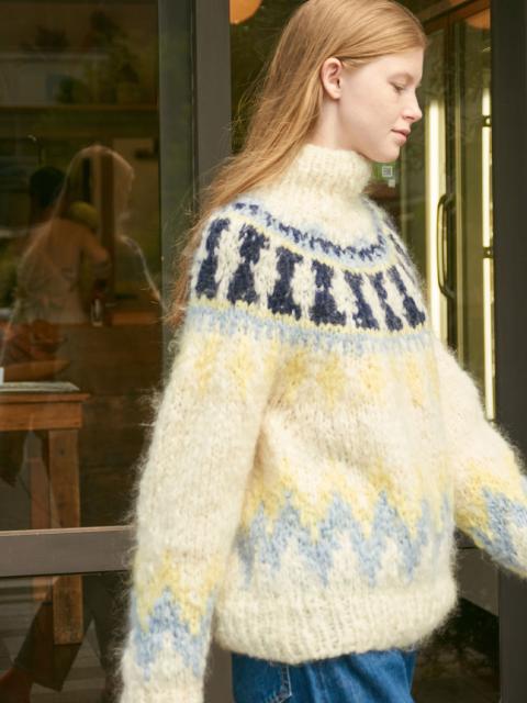 UNFIL | モヘアブレンド ハンドニットハイネックプルオーバー WOMEN