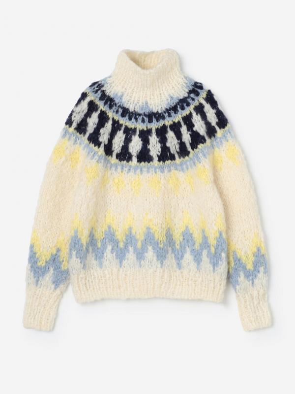 UNFIL | モヘアブレンド ハンドニットハイネックプルオーバー WOMEN