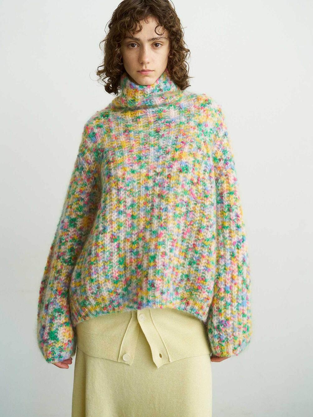 UNFIL | スーパーキッドモヘアネップヤーン ハイネックプルオーバー WOMEN