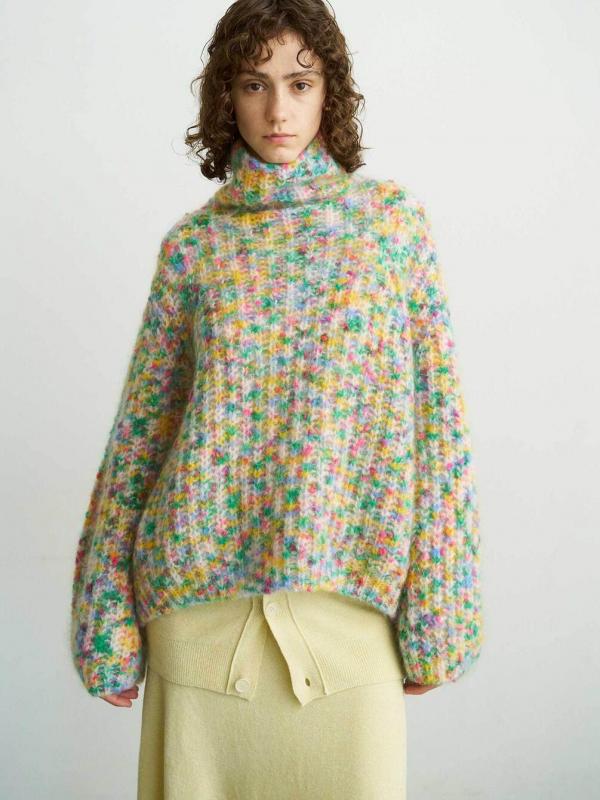 UNFIL | スーパーキッドモヘアネップヤーン ハイネックプルオーバー WOMEN