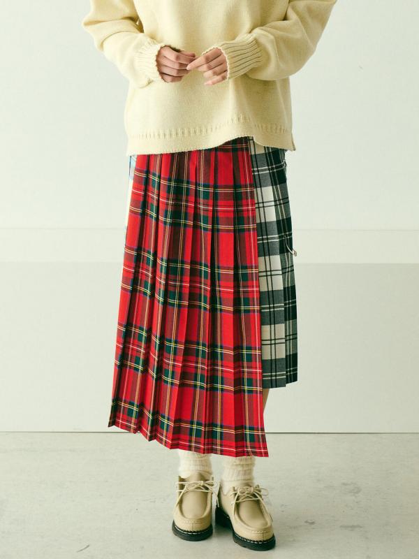 【ノベルティ対象】UNFIL | 【O'NEIL OF DUBLIN×UNFIL】アシンメトリー キルトスカート MV  WOMEN