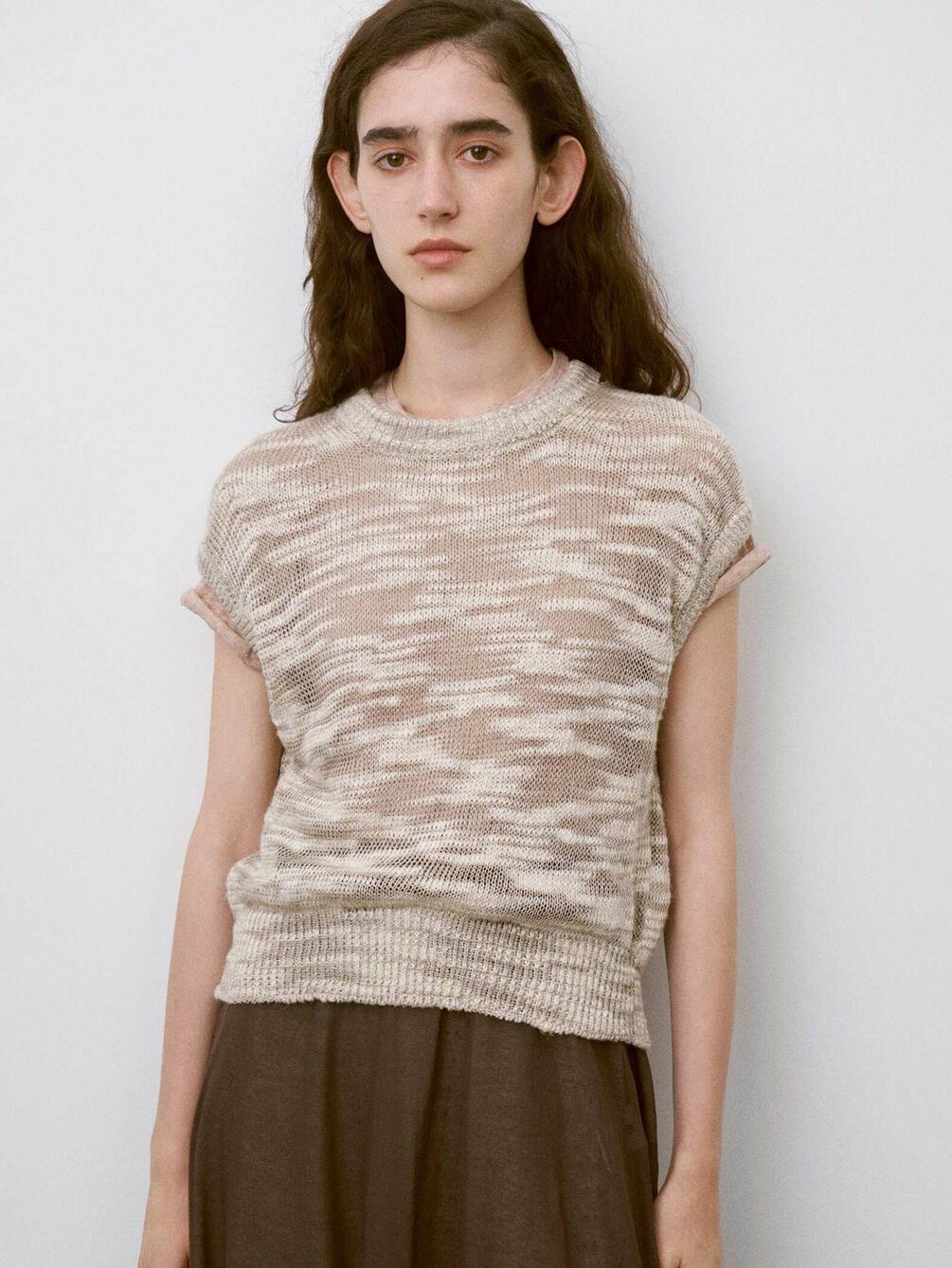 UNFIL | リネンシルク メランジニットベスト WOMEN