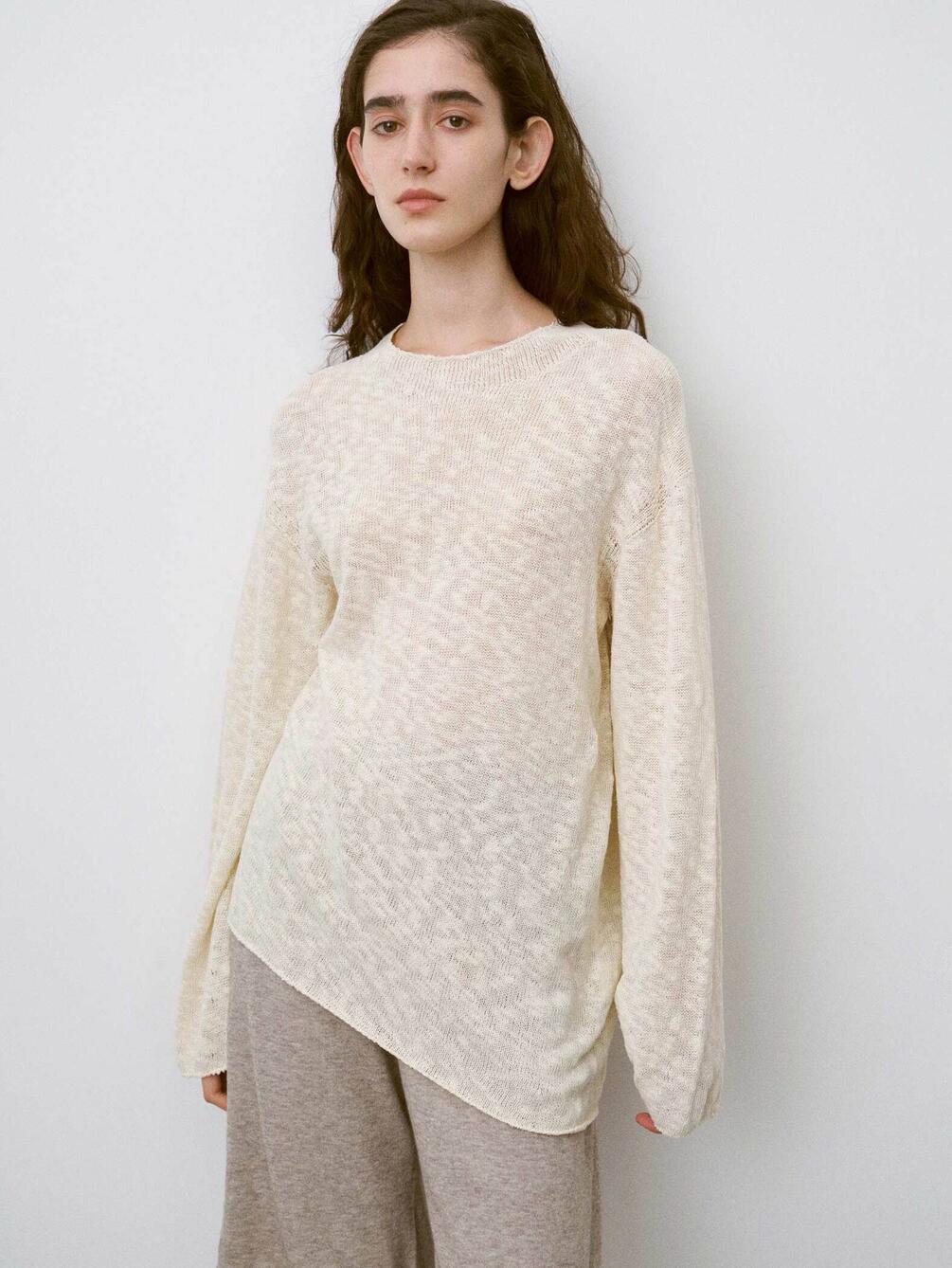 UNFIL | コットンシルク スラブヤーン ボトルネックプルオーバー WOMEN