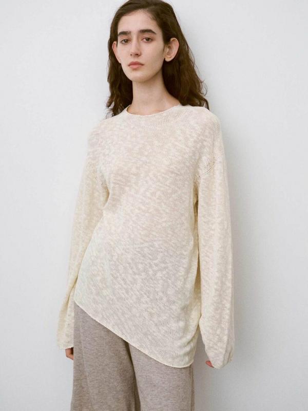 UNFIL | コットンシルク スラブヤーン ボトルネックプルオーバー WOMEN