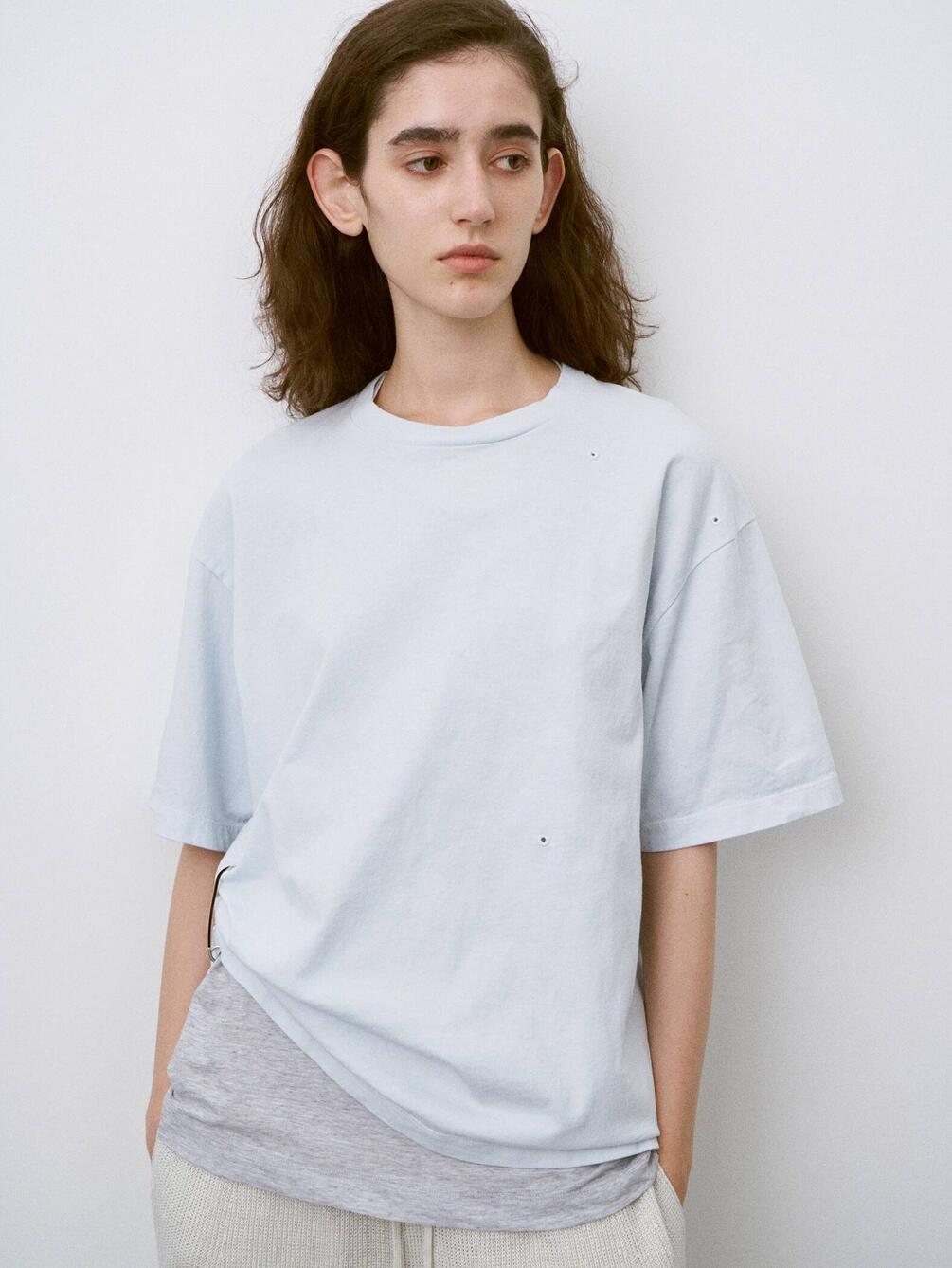 UNFIL | コットン製品染め クルーネックTシャツ WOMEN