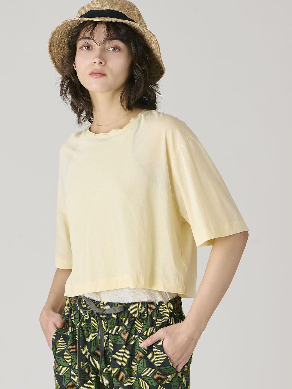 UNFIL | コットンジャージー シアー半袖Tシャツ WOMEN