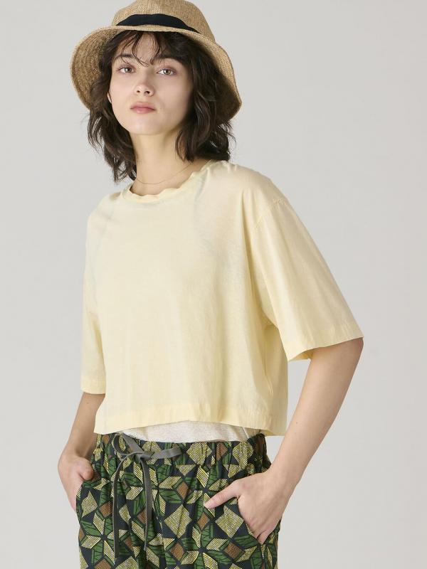 UNFIL | コットンジャージー シアー半袖Tシャツ WOMEN