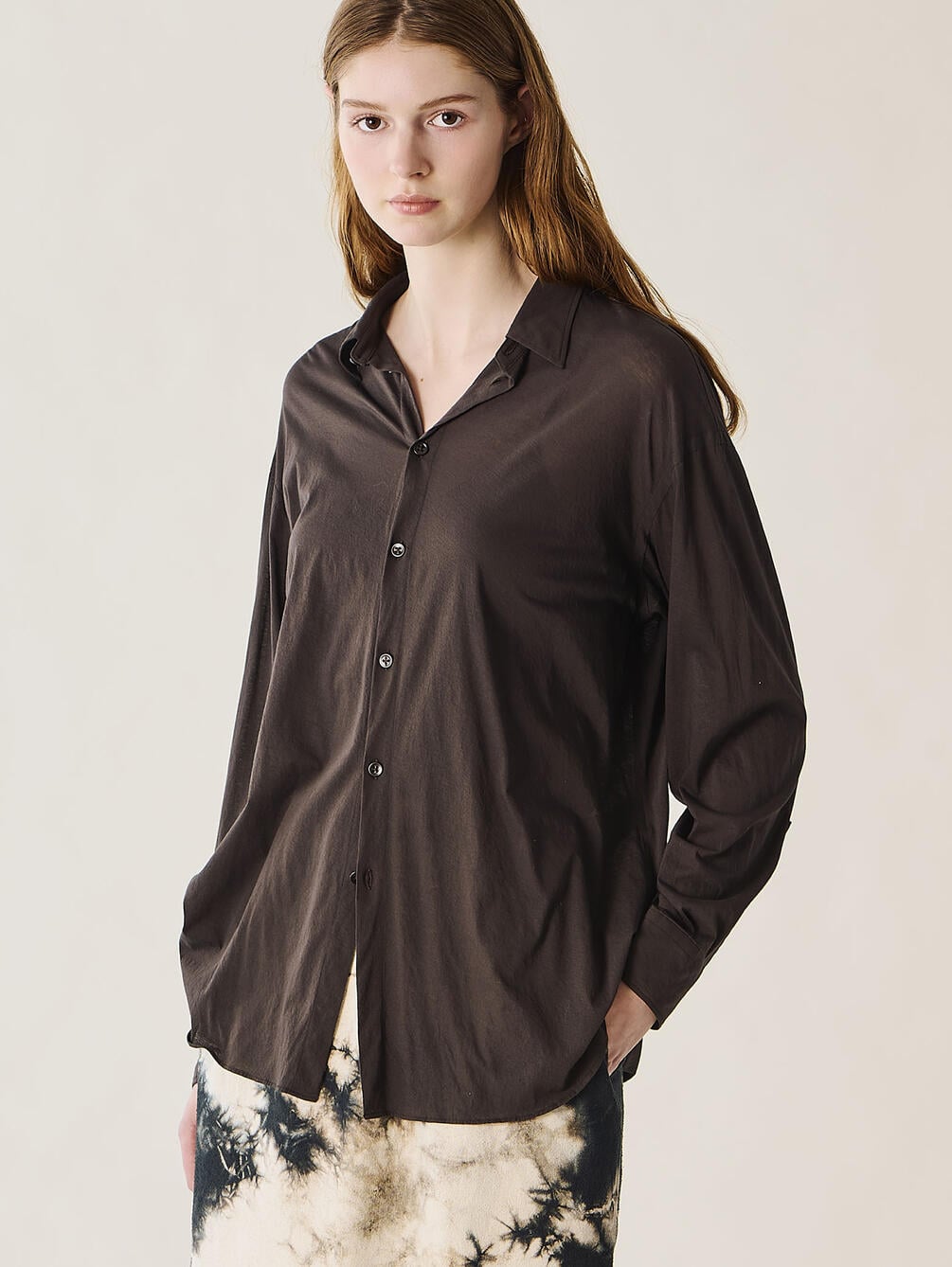 UNFIL | コットン シアージャージー レギュラーカラーシャツ WOMEN