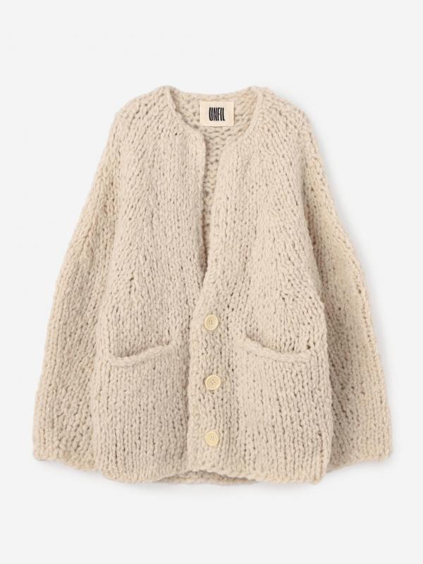 UNFIL | ウール クルーネックニットカーディガン WOMEN