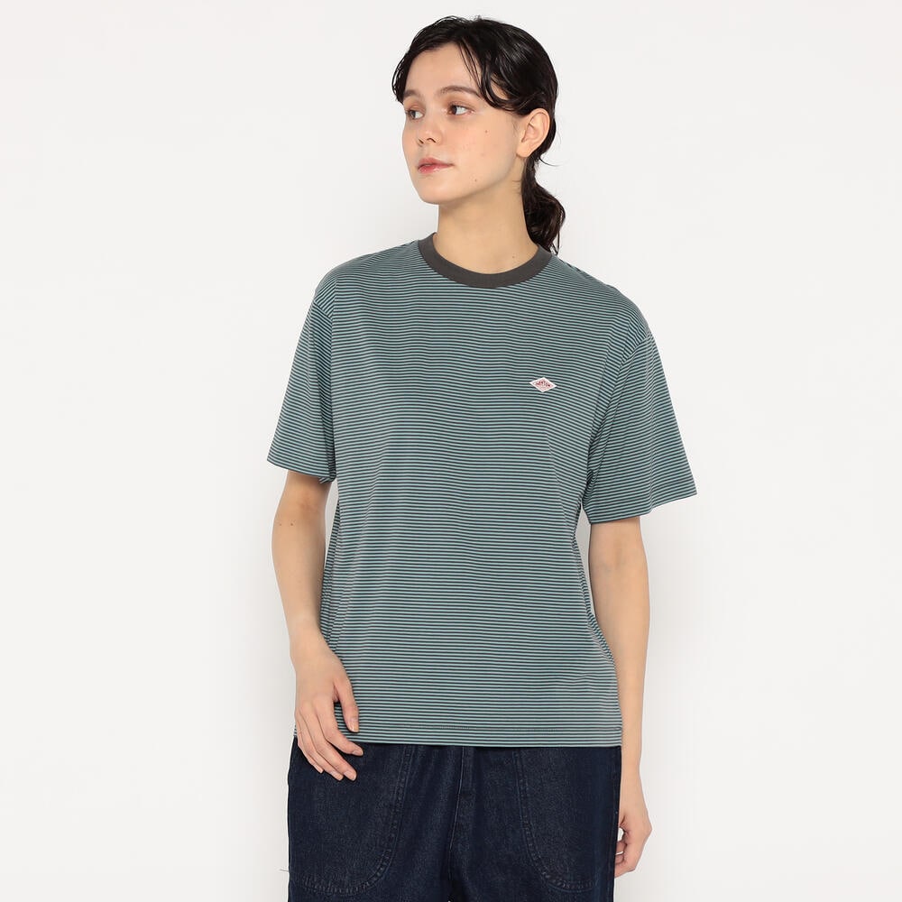 WOMEN'S SHORT SLEEVE INNER T-SHIRT STRIPE｜CUT AND SEWN