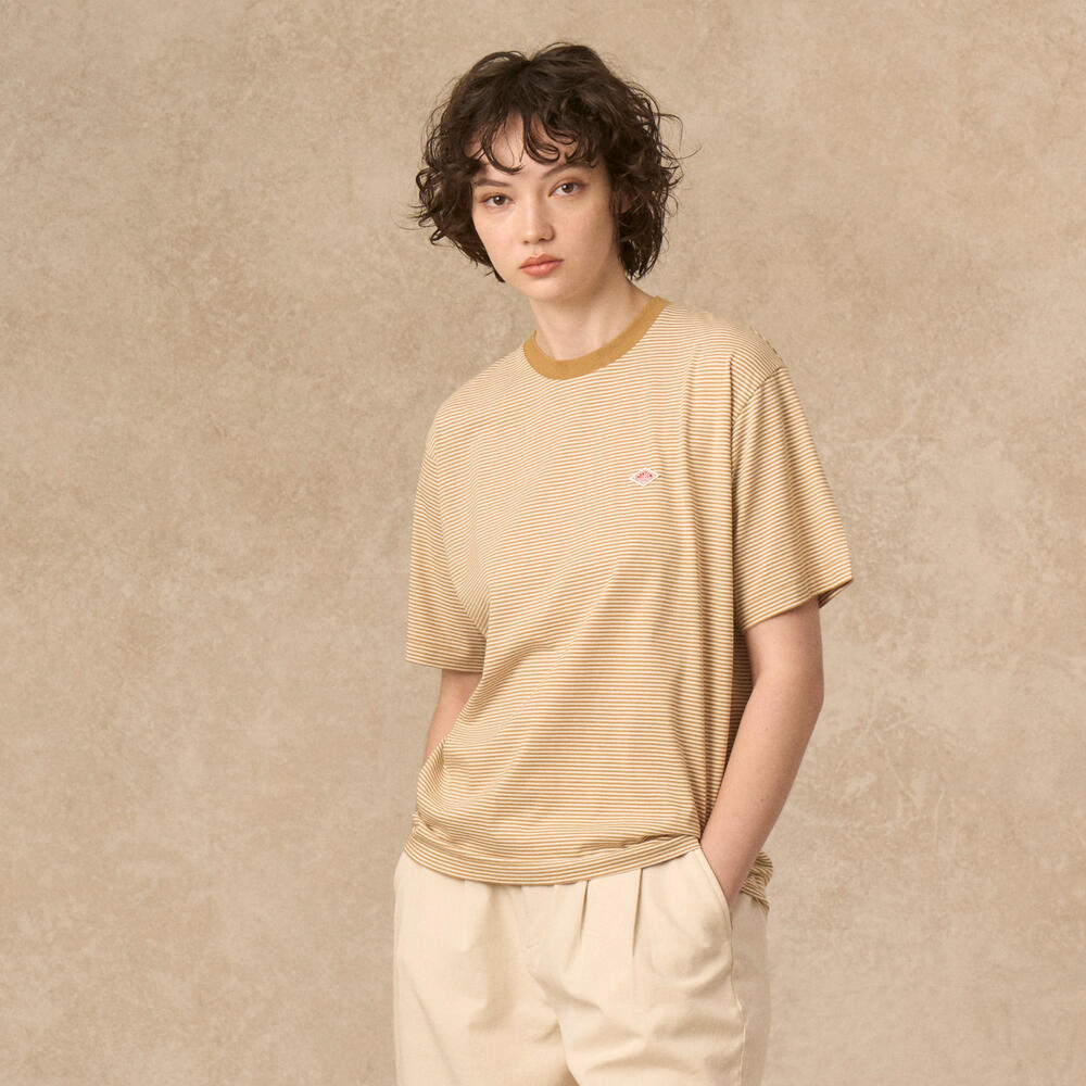 WOMEN'S SHORT SLEEVE INNER T-SHIRT STRIPE｜CUT AND SEWN