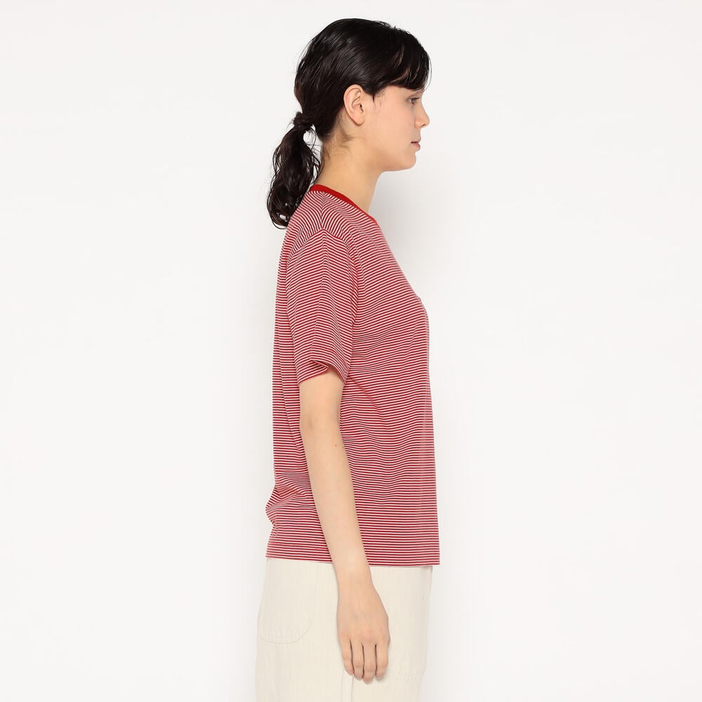 WOMEN'S SHORT SLEEVE INNER T-SHIRT STRIPE｜CUT AND SEWN