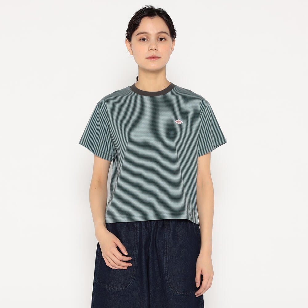 DANTON - ダントン　Tシャツ WOMEN'S SHORT SLEEVE SEMI CROP T-SHIRT STRIPE｜CUT AND SEWN