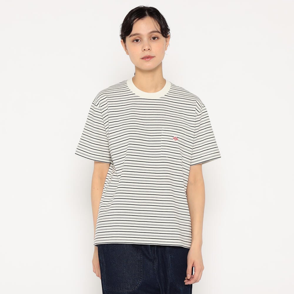 WOMEN'S SHORT SLEEVE POCKET T-SHIRT STRIPE｜CUT AND SEWN