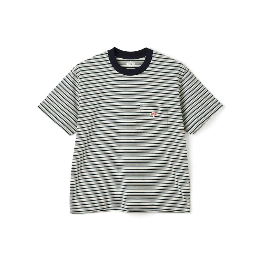 WOMEN'S SHORT SLEEVE POCKET T-SHIRT STRIPE｜CUT AND SEWN