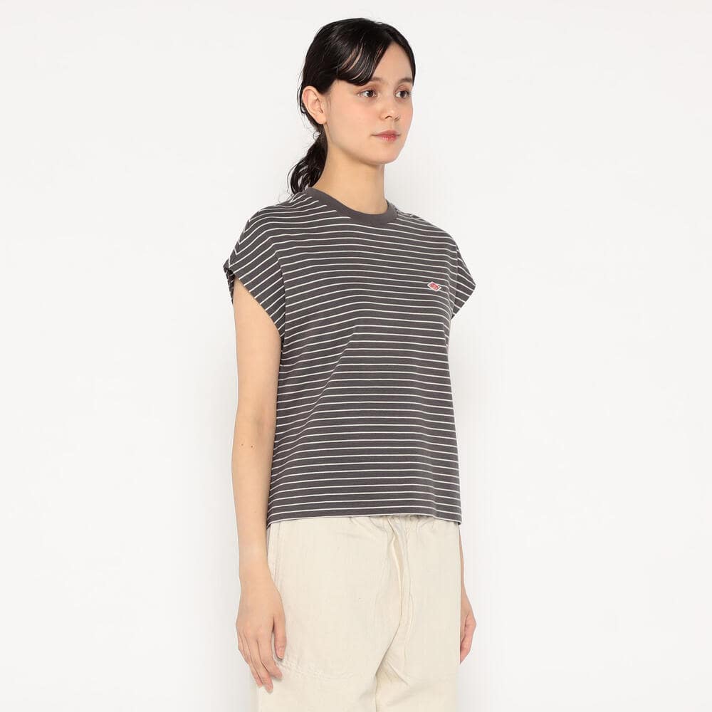 WOMEN'S COTTON JERSEY DOLMAN SHORT T-SHIRT STRIPE｜CUT AND