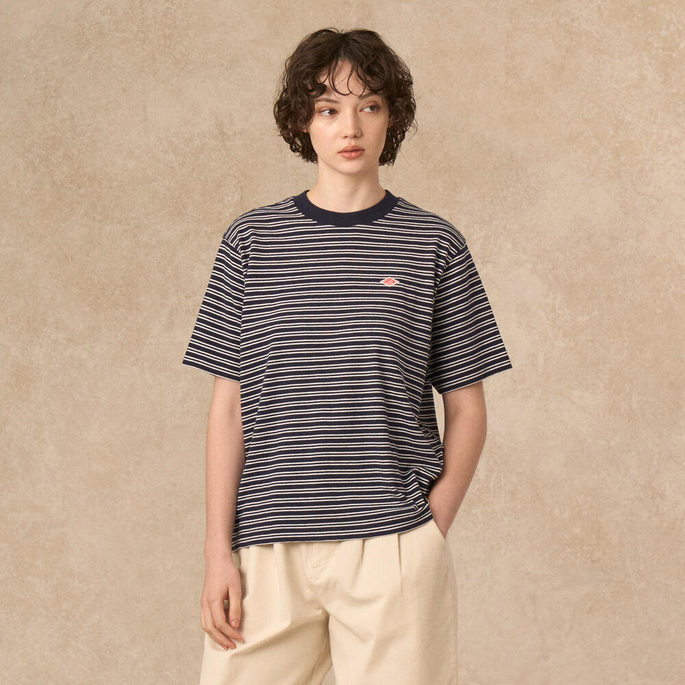 WOMEN'S COTTON JERSEY SHORT T-SHIRT STRIPE｜CUT AND SEWN