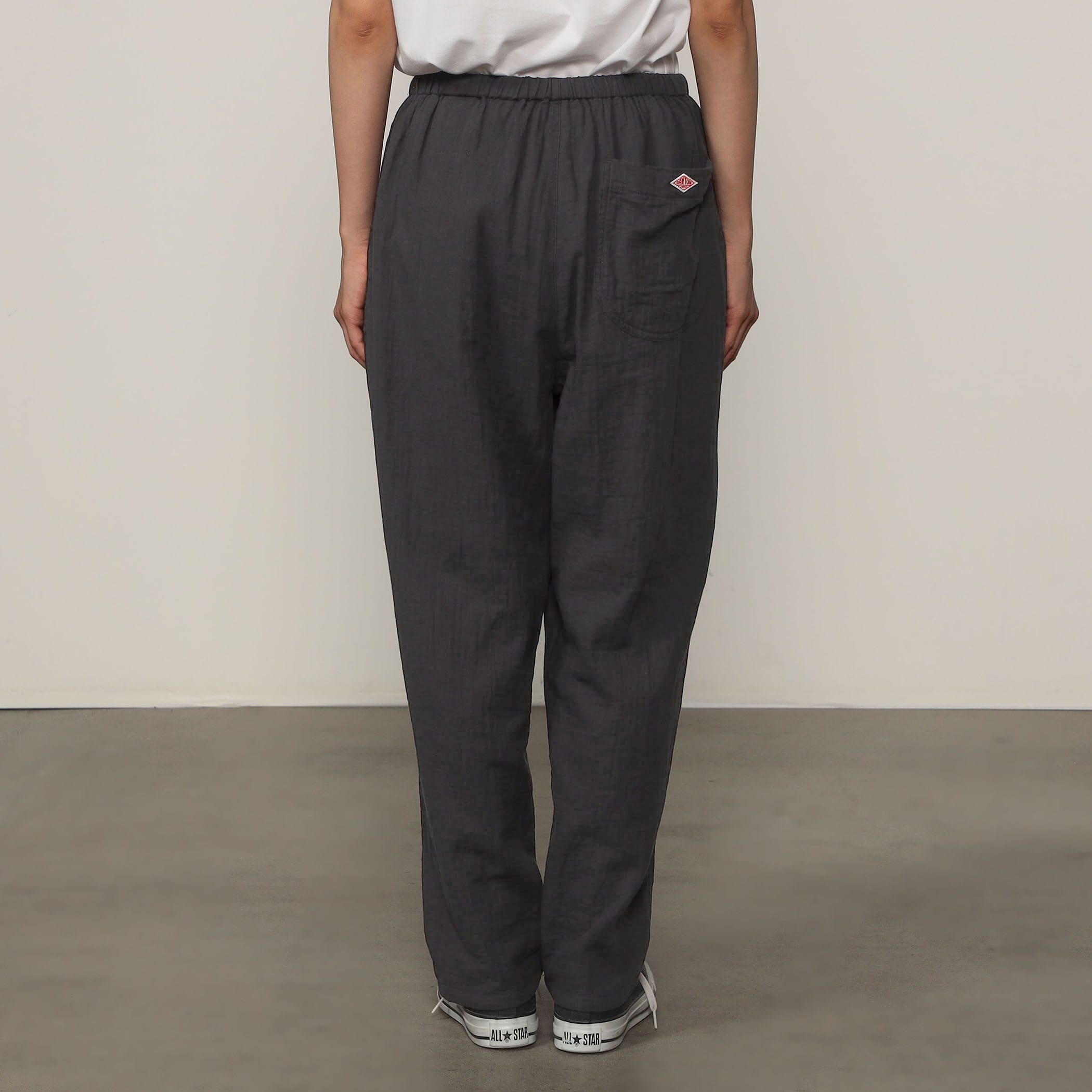 [値下げ]DANTON ダントン　ブラック　リネンコットンパンツ STORE EXCLUSIVE】 WOMEN'S COTTON GAUZE EASY STREIGHT PANTS